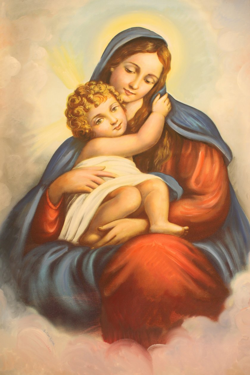 Bild von Jungfrau und Kind in der maronitischen Kirche, Lome, Togo von Unbekannt