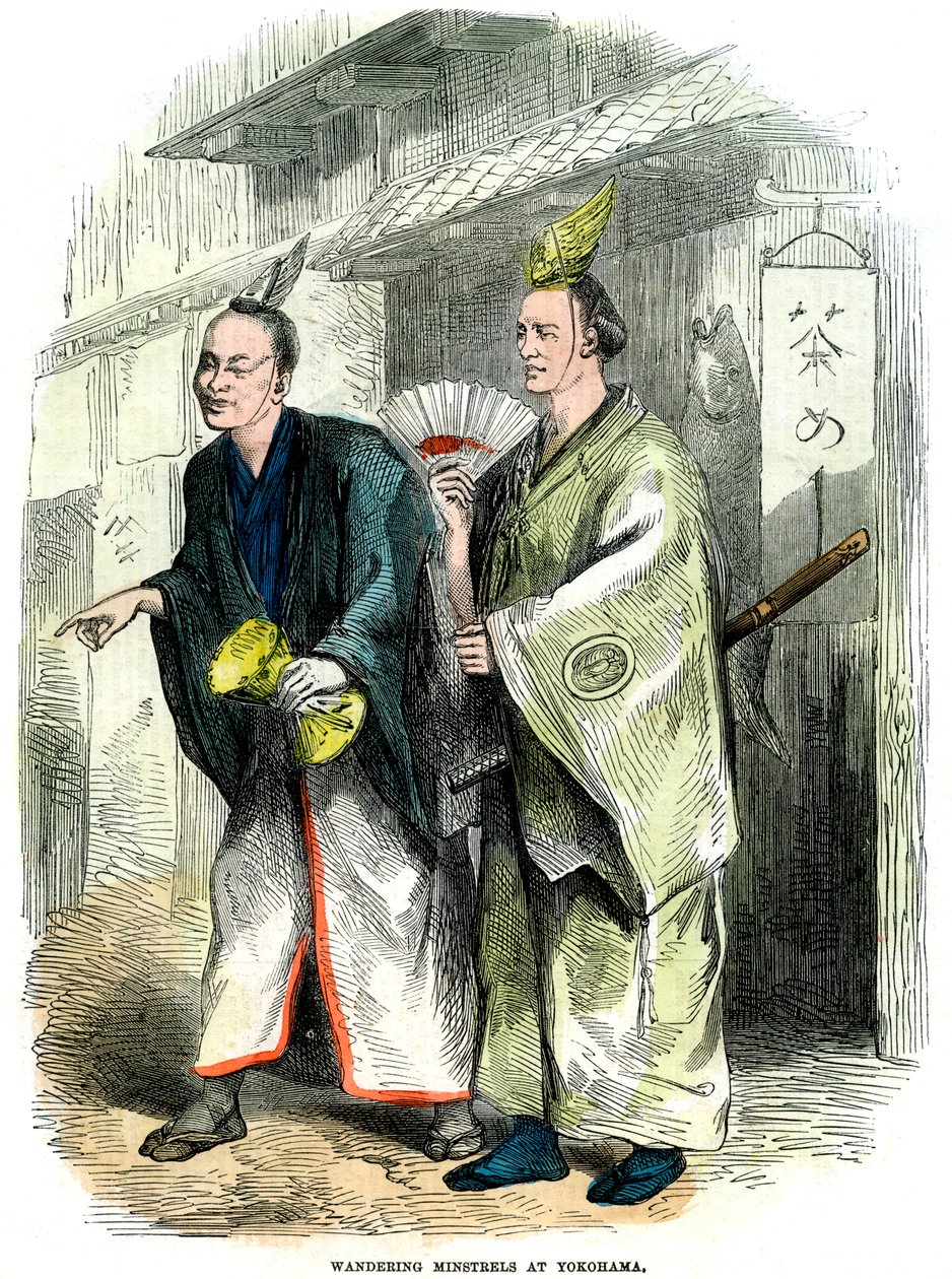 Wandernde Minnesänger in Yokohama, Japan, 1864 von Unbekannt
