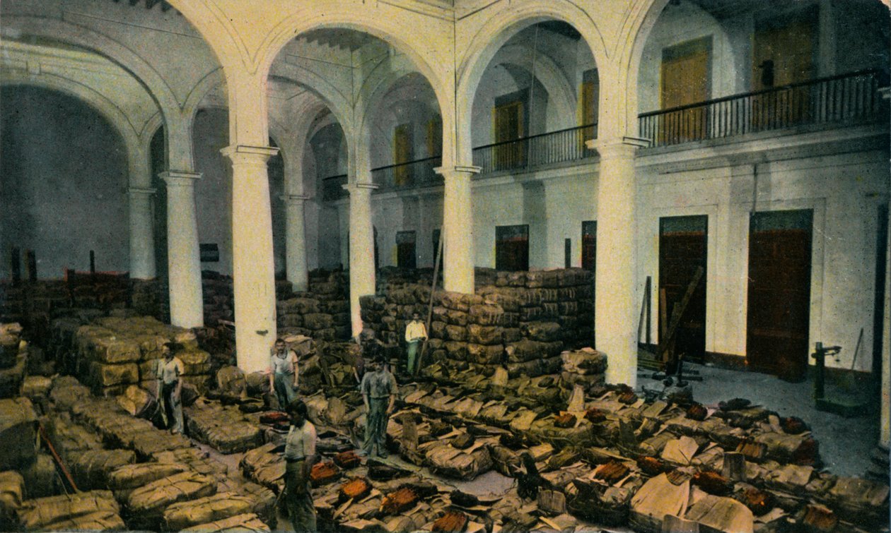 Lagerhaus für Tabakblätter, Havanna, Kuba, um 1910er Jahre von Unbekannt