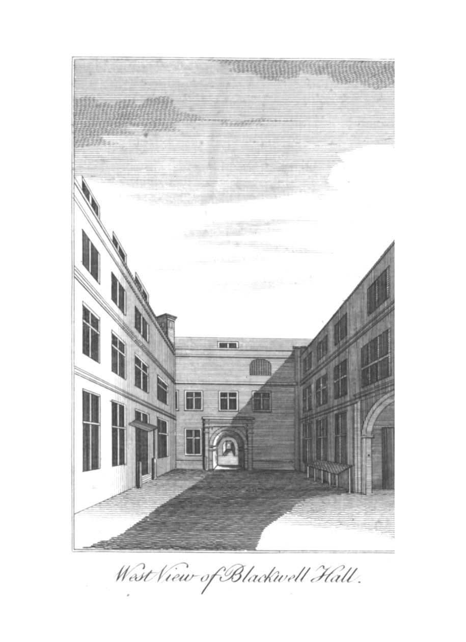Westansicht von Blackwell Hall, ca. 1750-1800 von Unbekannt
