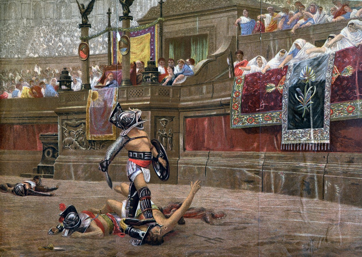 Mit einem gedrehten Daumen, Pollice Verso, 1872 von Unbekannt