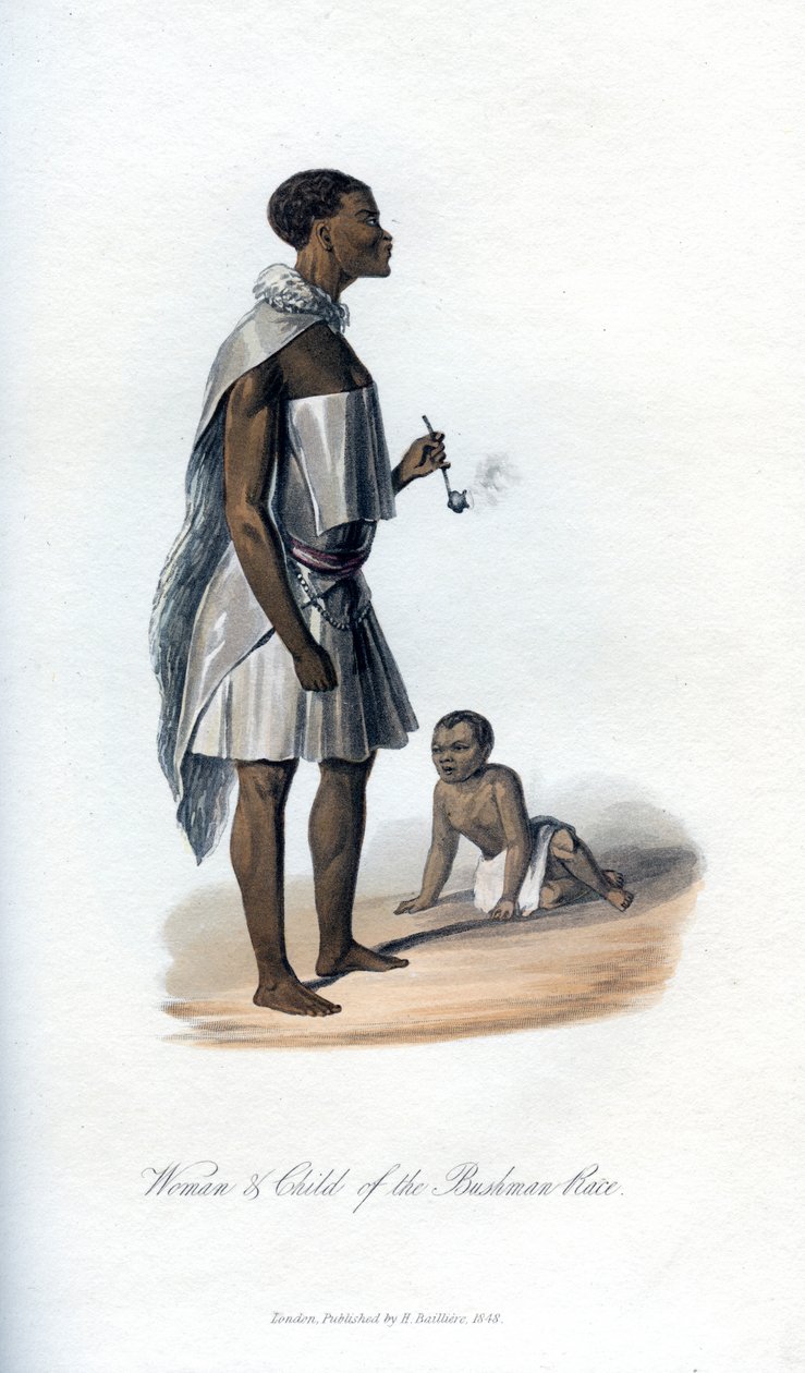 Frau und Kind der Buschmann-Rasse, 1848 von Unbekannt