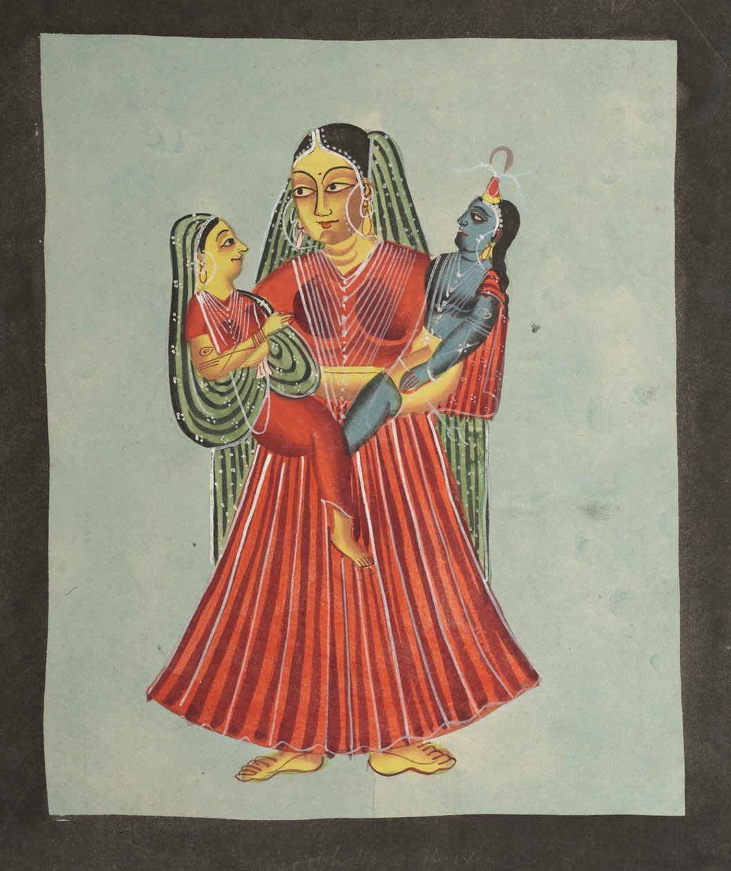 Yasoda hält Krishna und Radha, 1800er von Unbekannt