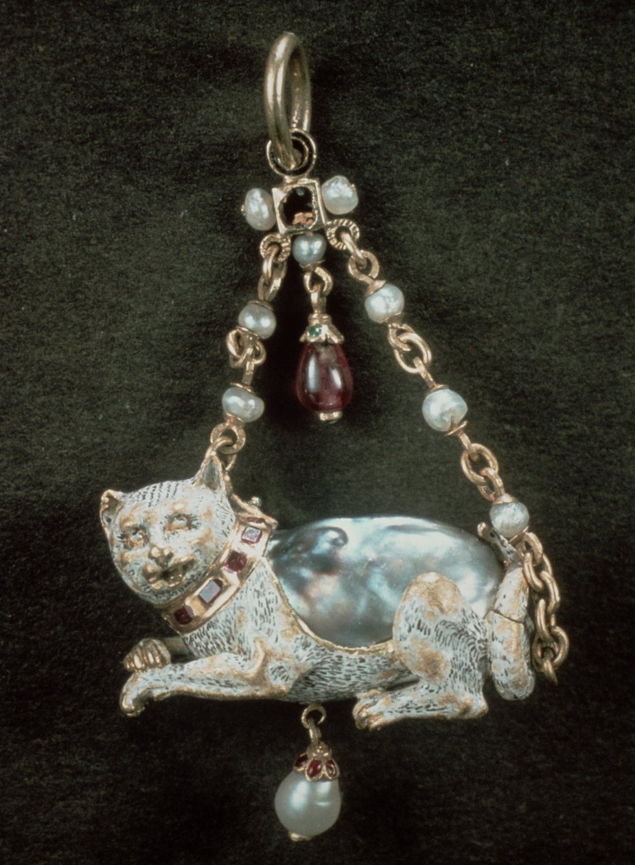 Renaissance-Katzenanhänger mit natürlicher Barockperle von Unbekannt Unbekannt