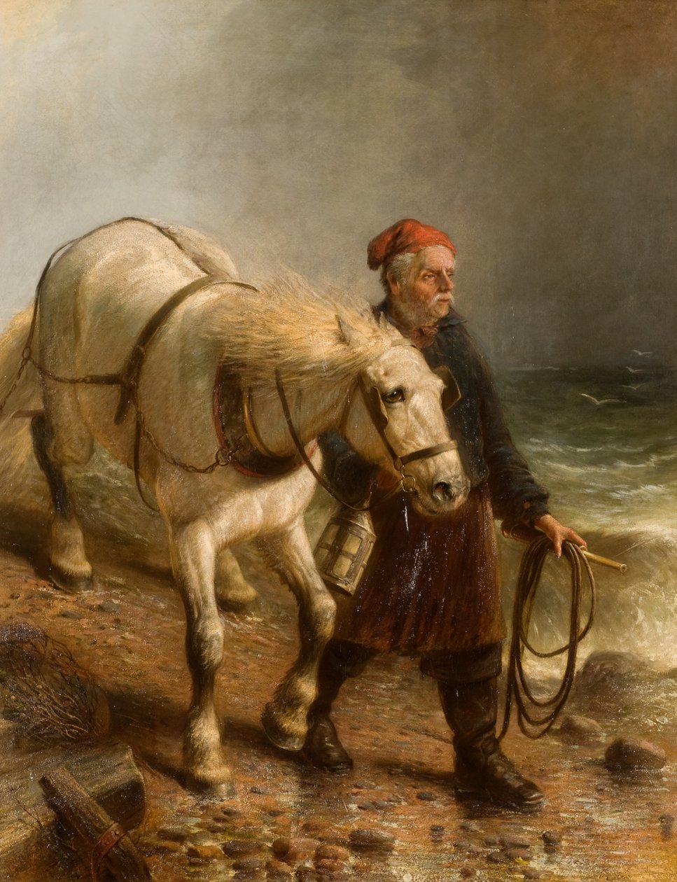 Mann mit Pferd und Laterne von Unbekannt Unbekannt