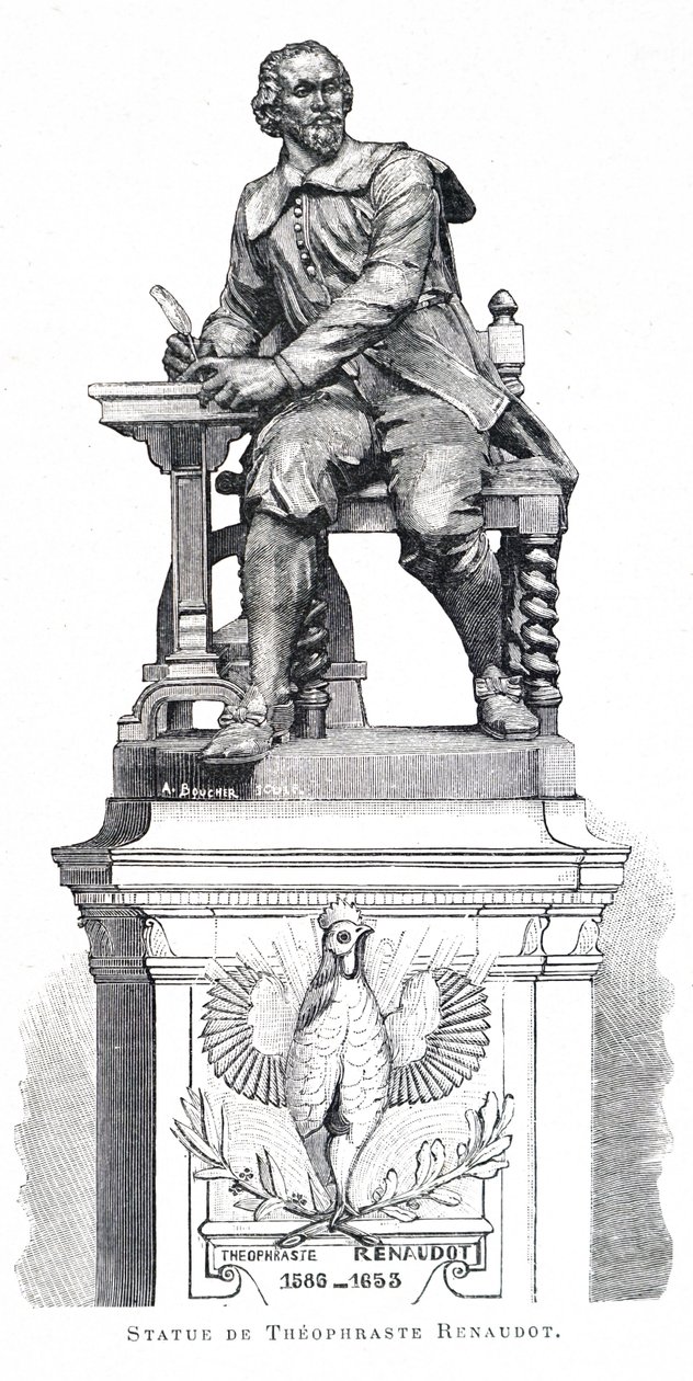 Eine Statue von Theophraste Renaudot von Unbekannt