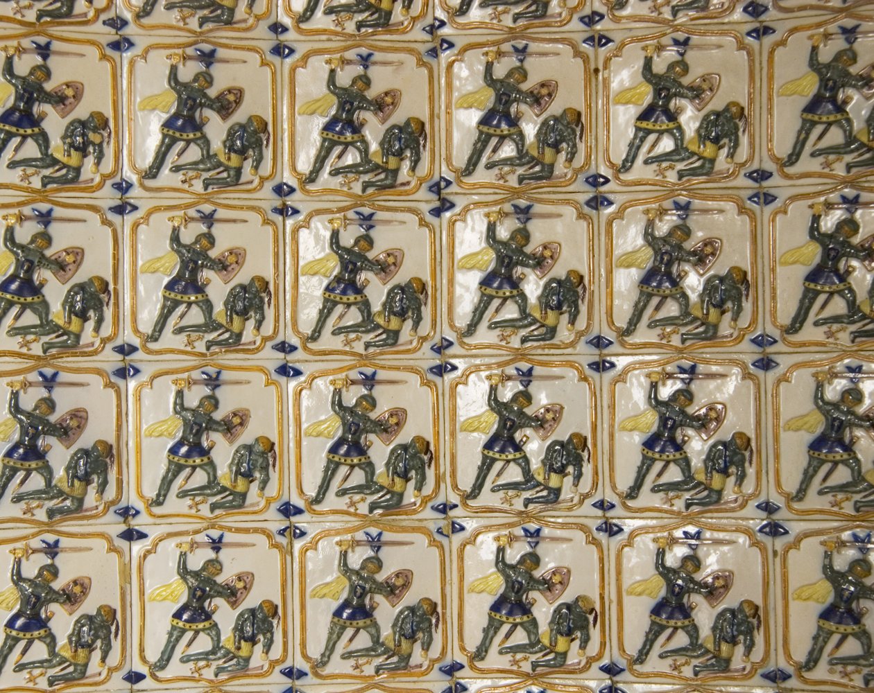 Detail einer gefliesten Wand von Unbekannt