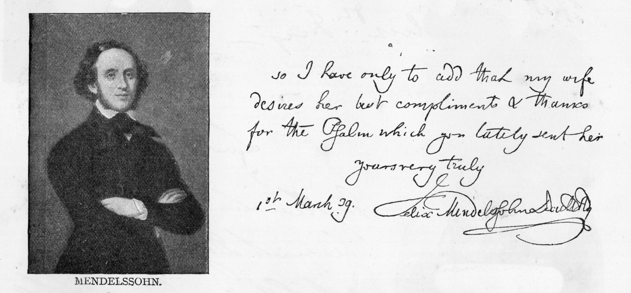 Handschrift und Unterschrift von Mendelssohn von Unbekannt