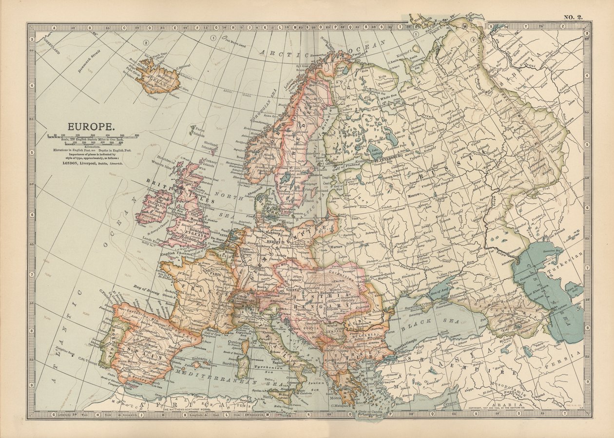 Karte von Europa, um 1900 (Stich) von Unbekannter Künstler