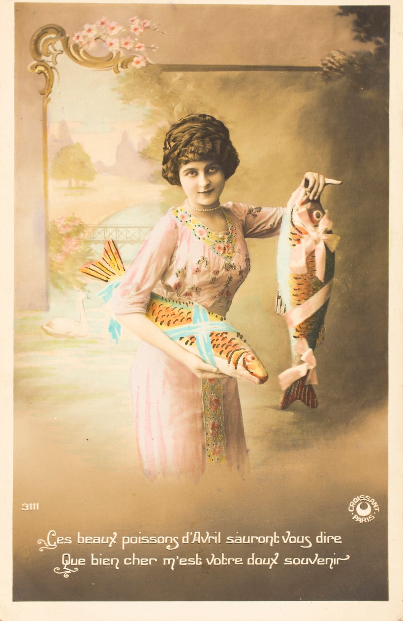 Alte Postkarte April Fisch von William M. Timlin