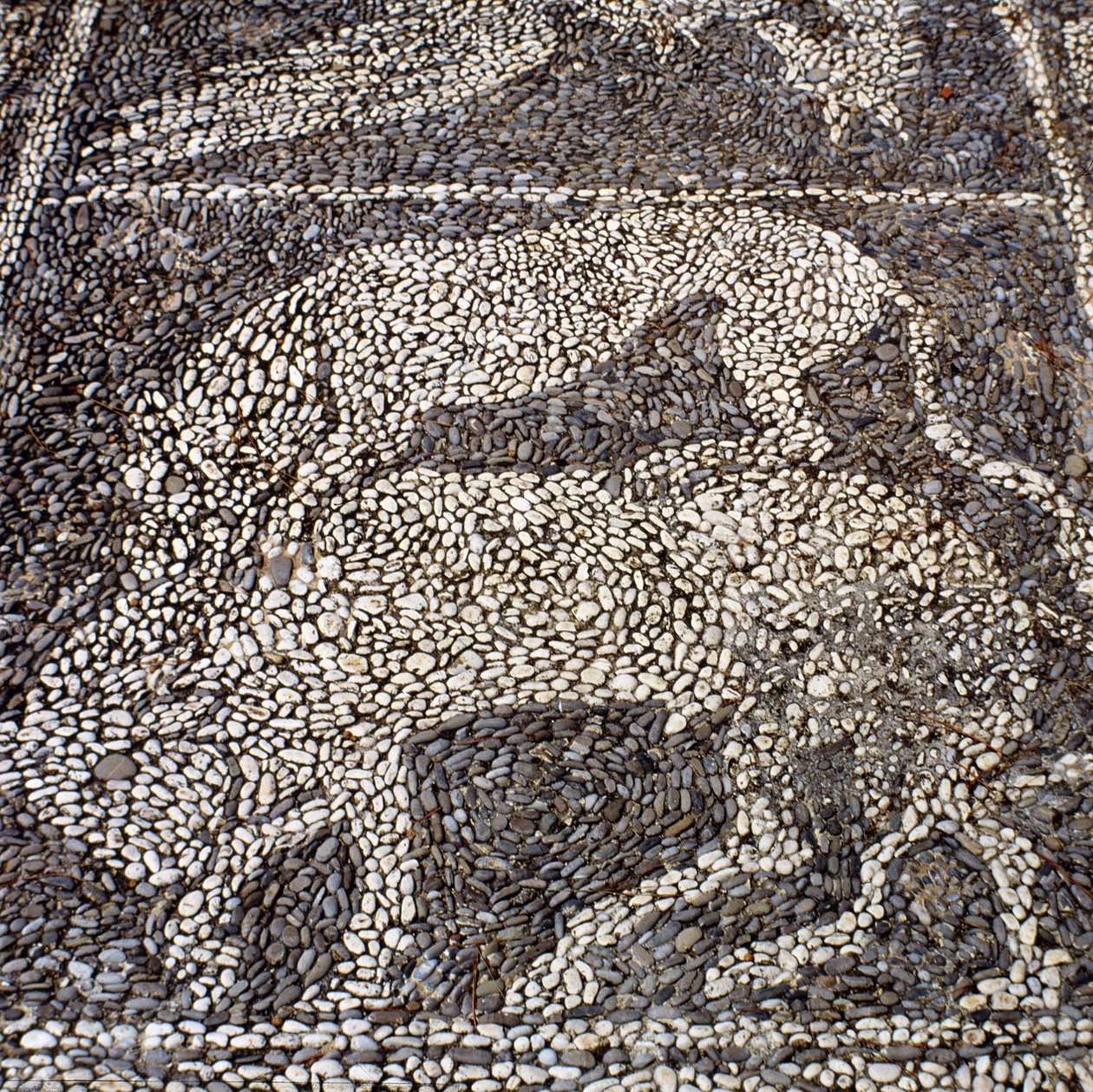 Panther greift einen Stier an (Steinmosaik) von Unbekannt
