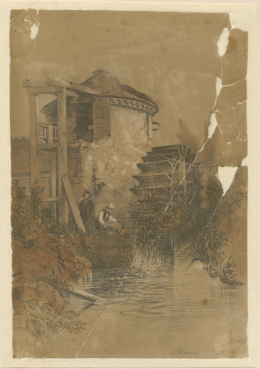 Stoke-upon-Trent - Boothen Mill (getönte Lithographie) von Unbekannt
