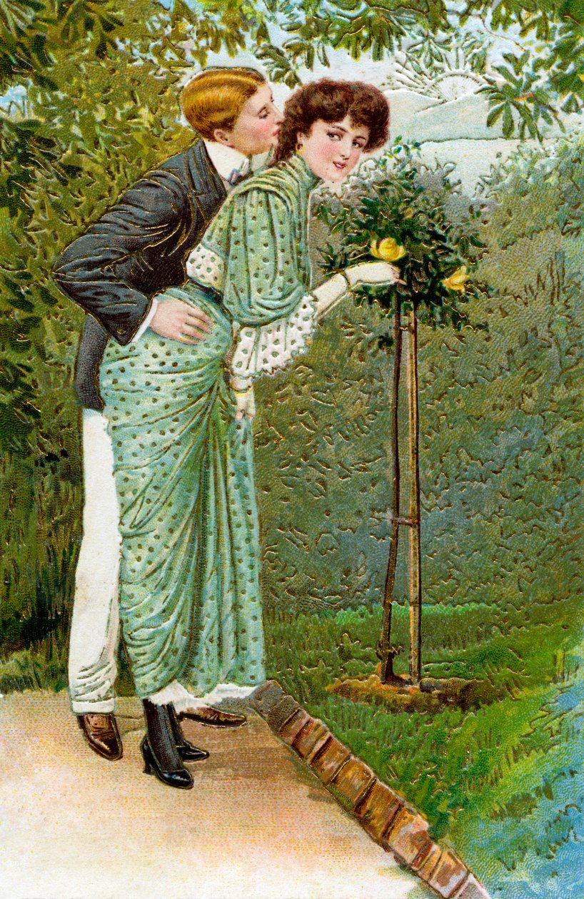 Süße Rose - Paar im Garten von Unbekannter Künstler