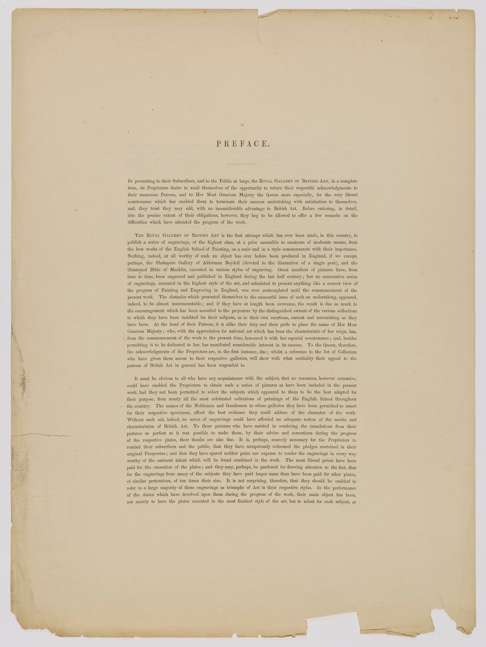 Vorwort zu "The Royal Gallery of British Art" von Unidentified