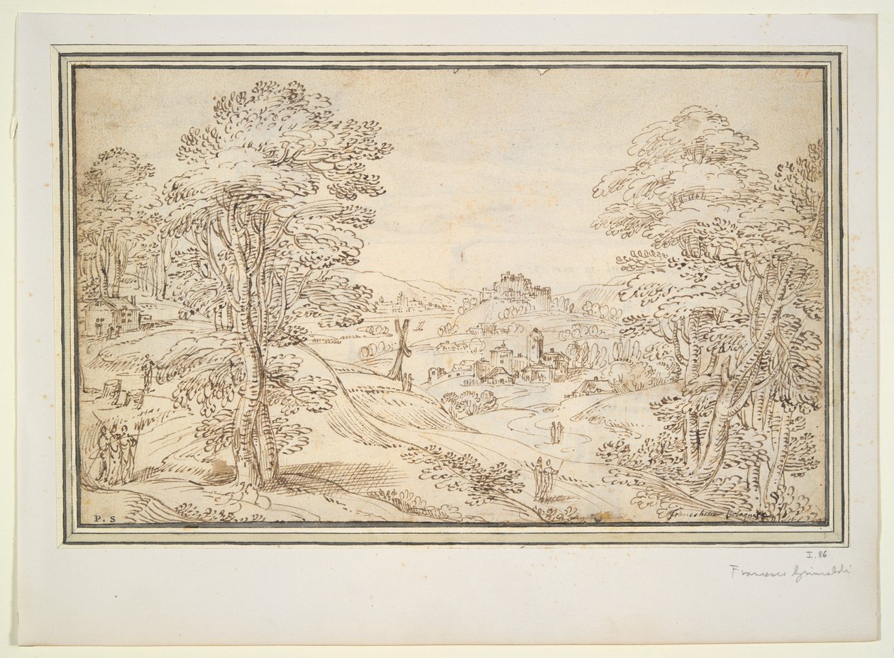 Landschaft (recto); Ansicht einer Stadt (verso) von Unknown