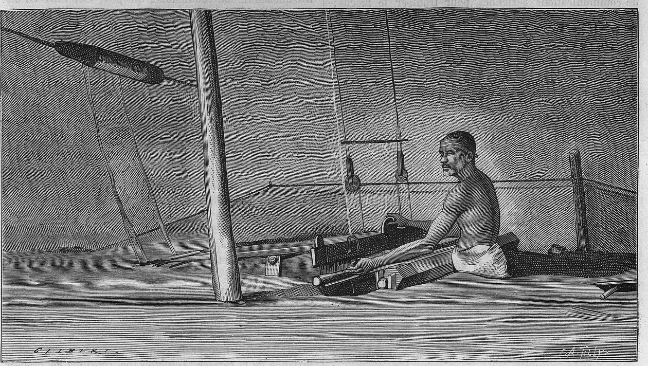 Weben in Indien: Der Webstuhl des Webers. von Unknown artist