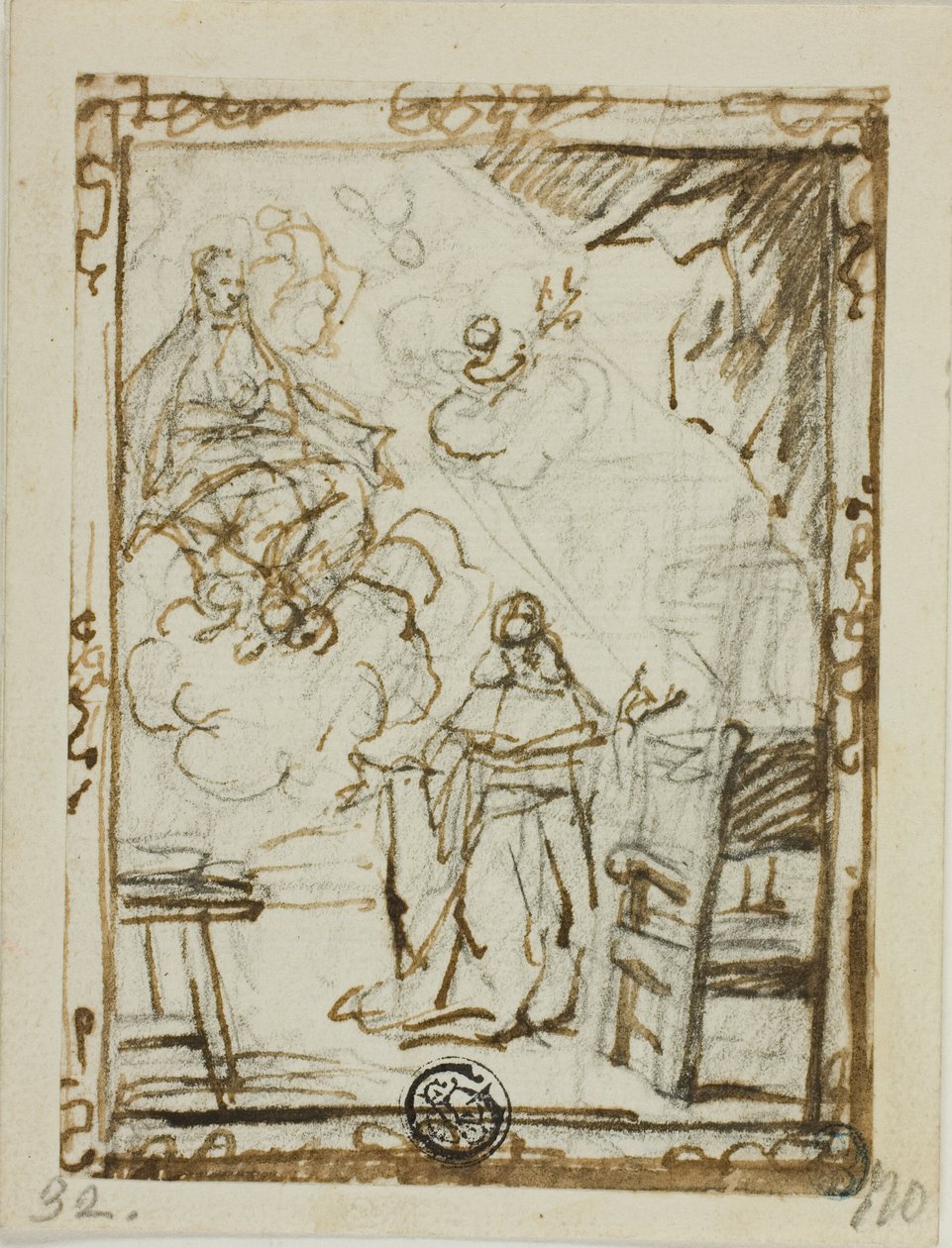 Madonna erscheint einem knienden Heiligen von Unknown Italian