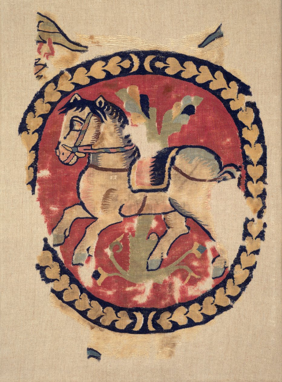 Vorhangfragment mit galoppierendem Pferd von Unknown artist