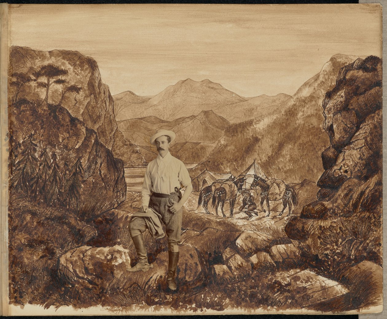 [Mann in einer Berglandschaft] von Unknown artist