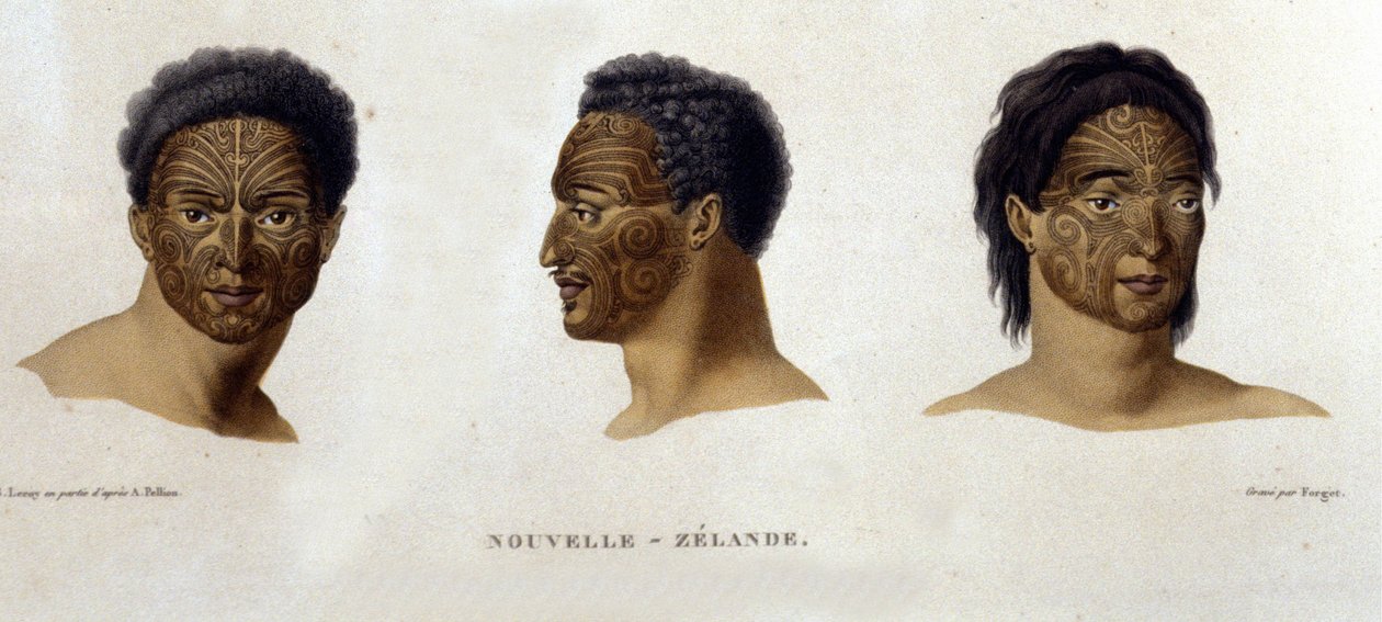 Tätowierungen eines Eingeborenen aus Neuseeland. von Unknown artist