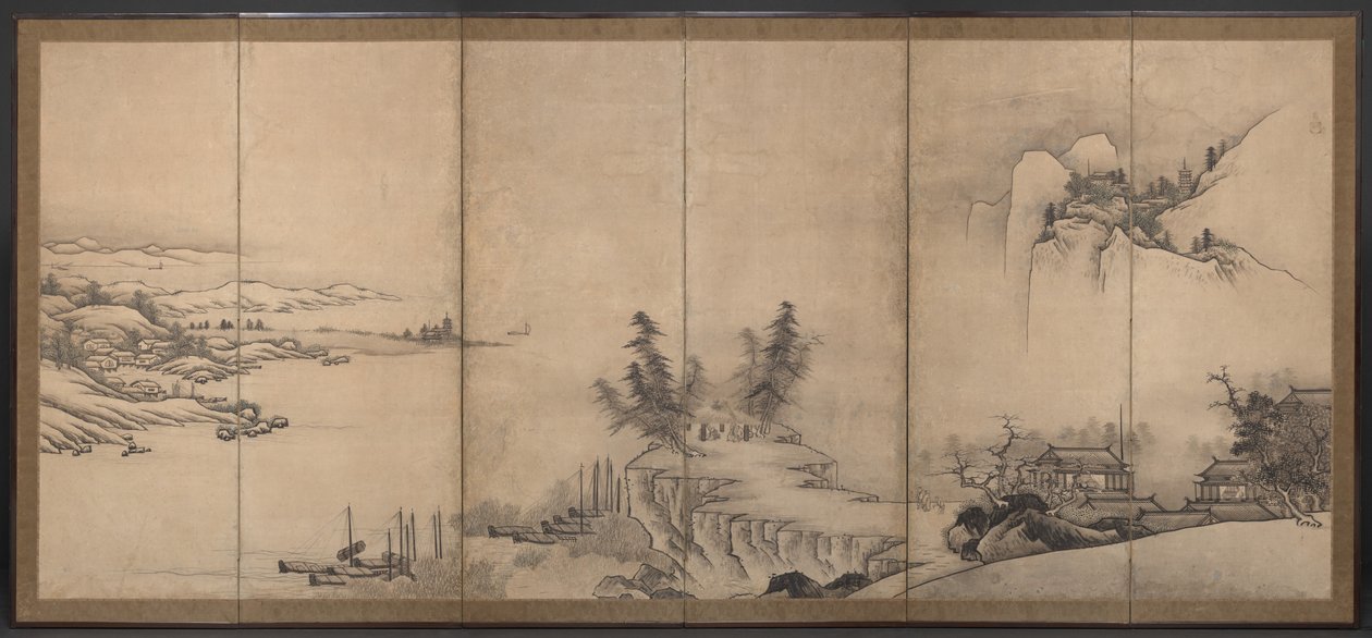 Chinesische Pavillons in einer Landschaft von Unkoku Toeki