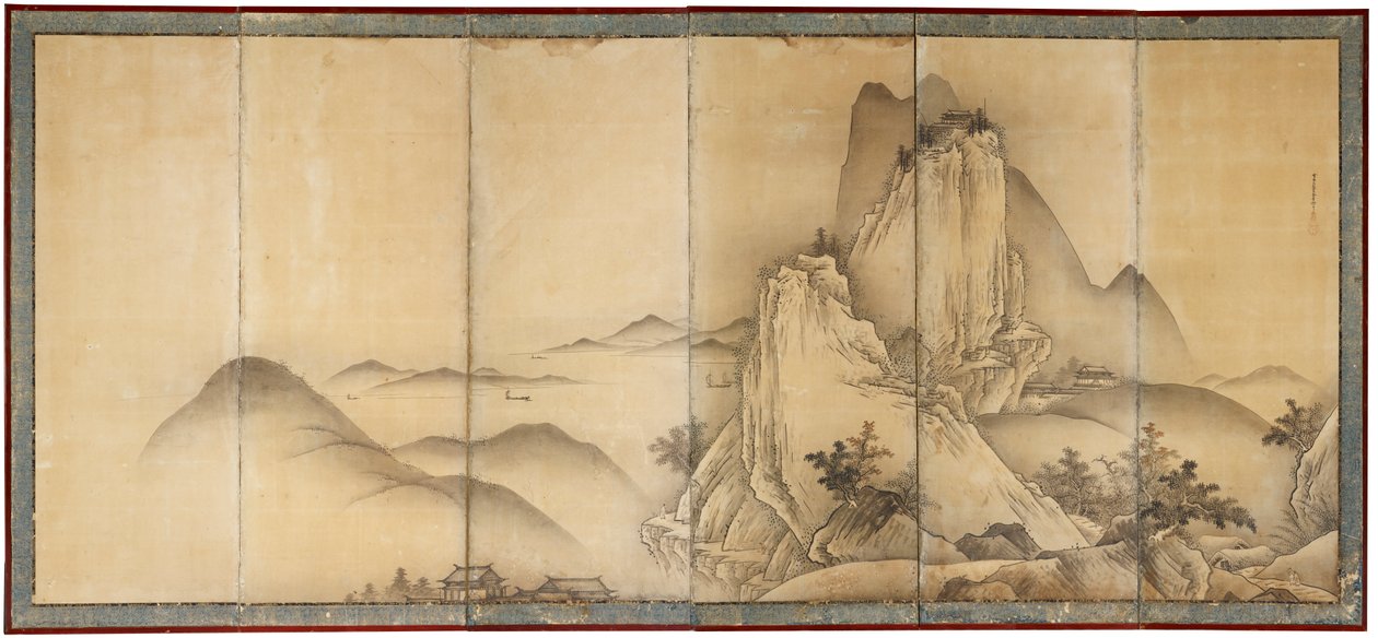 Landschaft mit Reisenden auf Bergpfaden von Unkoku Toyo