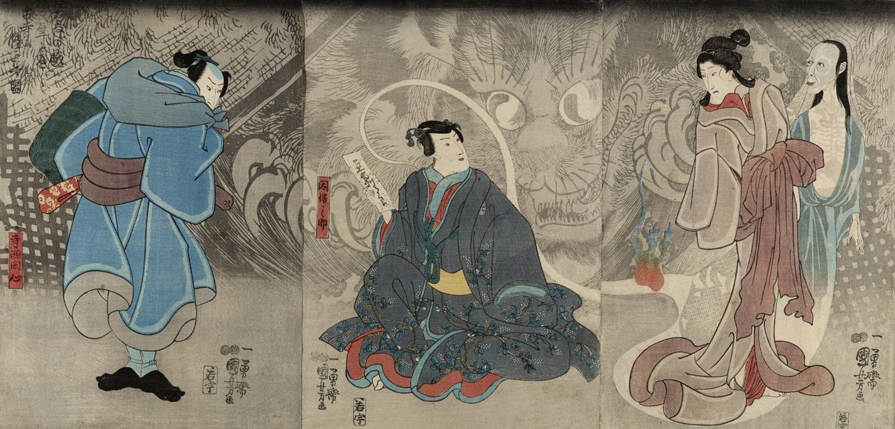 Szene aus einer Geistergeschichte: Der Okazaki-Katzendämon, 1847-48 von Utagawa Kuniyoshi