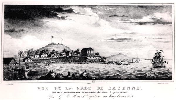 Ansicht des Hafens von Cayenne, Guyana von V. (after) Philippe