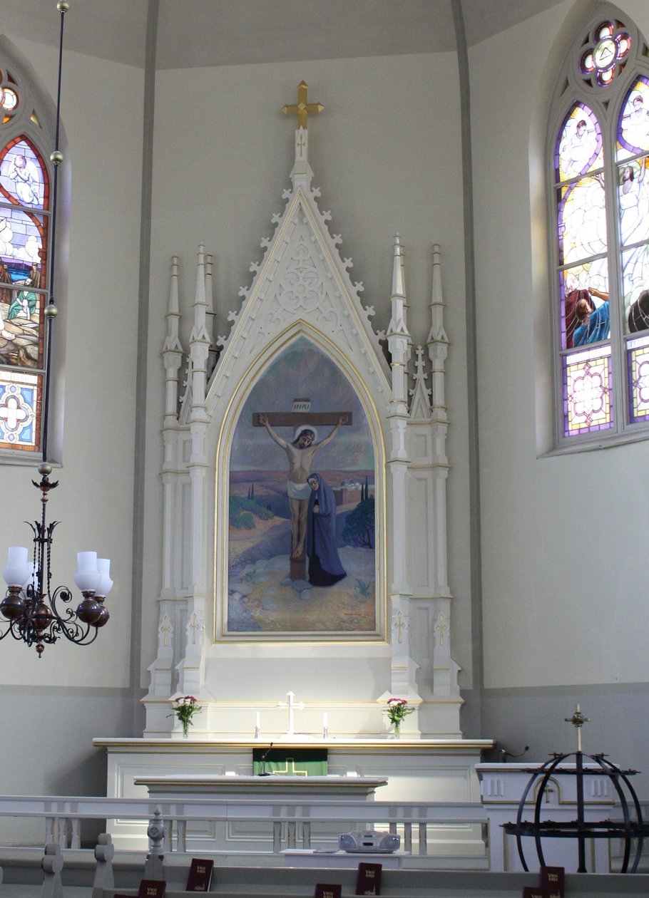 Christus gekreuzigt (Altargemälde der Kirche von Nurmes) von Vaino Hamalainen