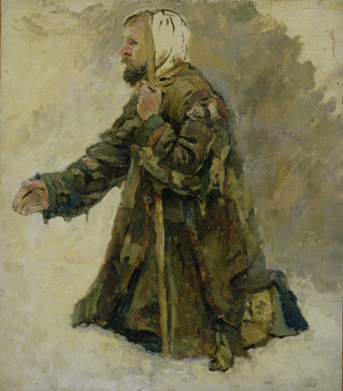 Gottes Narr auf seinen Knien von Vasilij Ivanovic Surikov