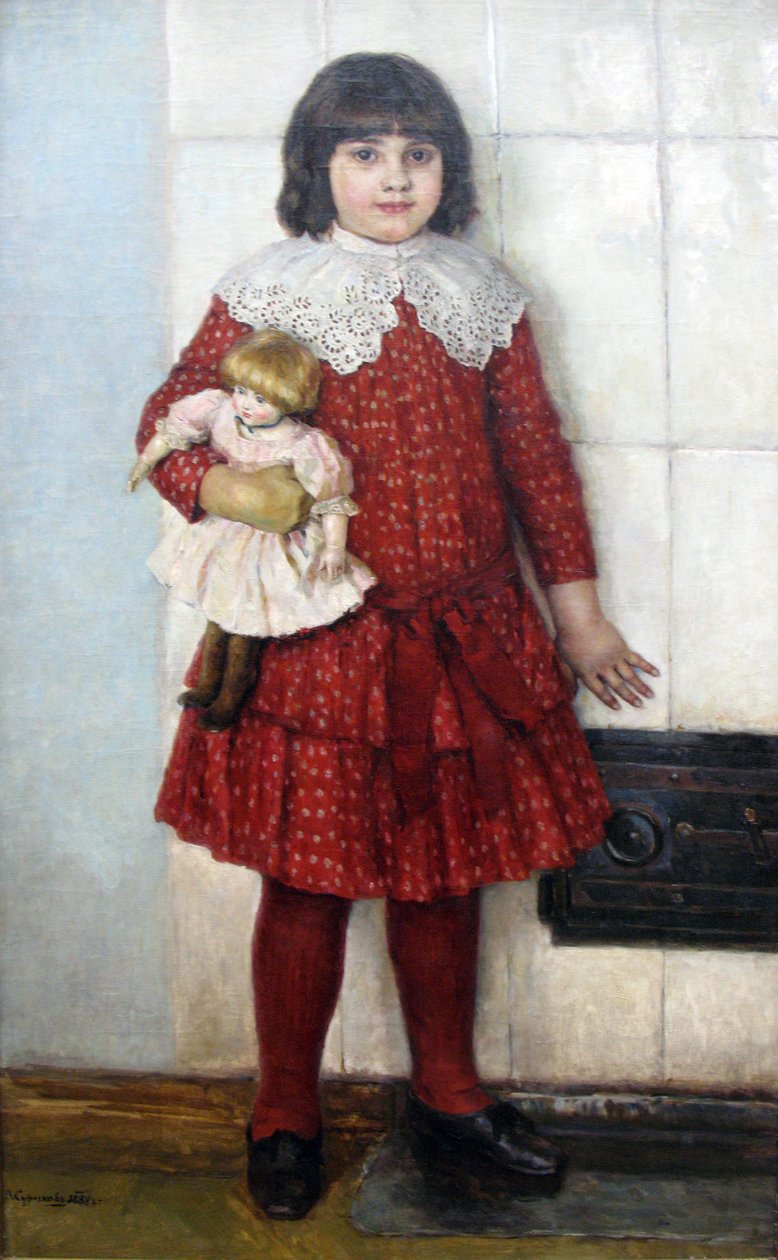 Porträt von O.V. Surikova in der Kindheit von Vasilij Ivanovic Surikov
