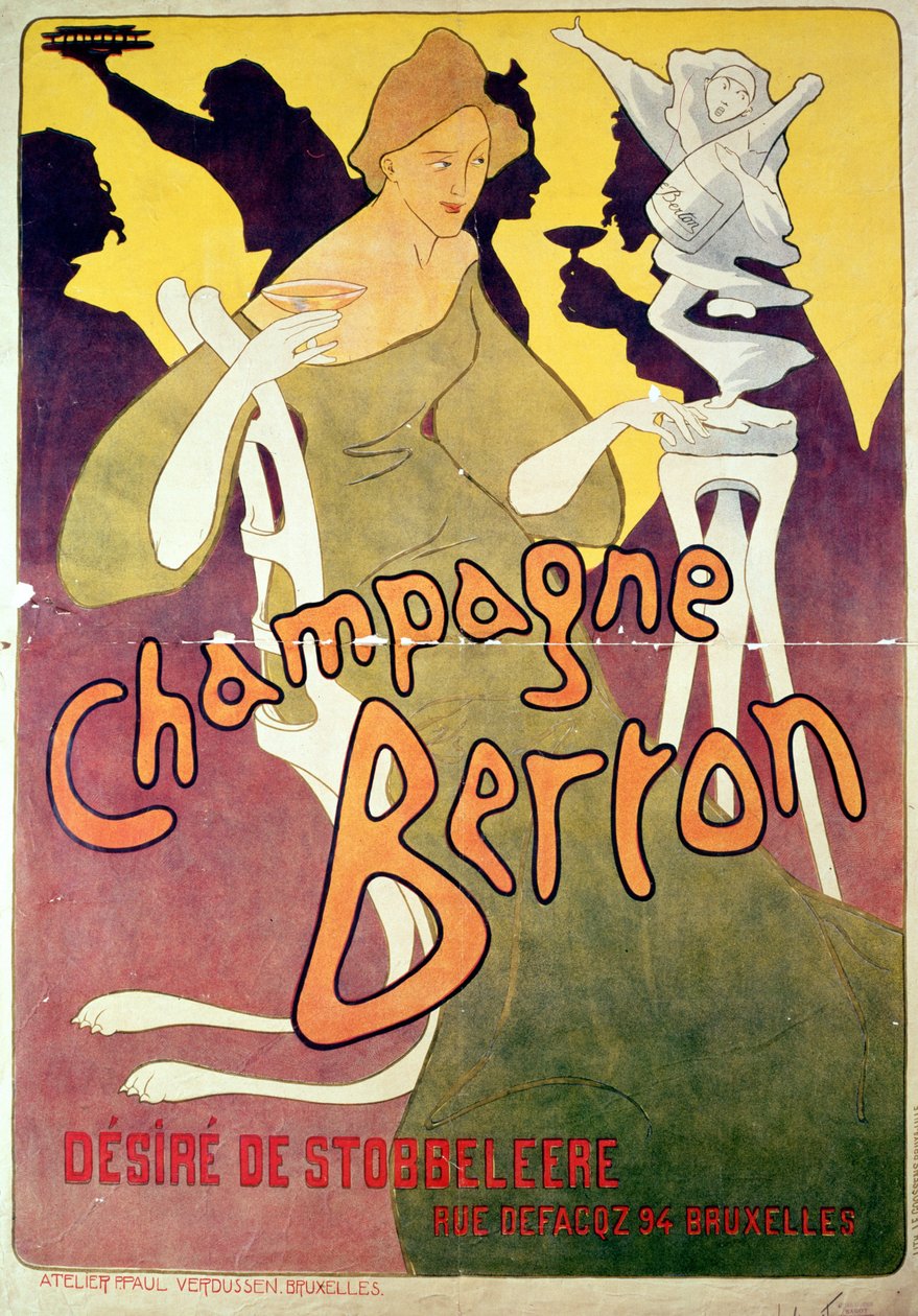 Champagne Berton, gedruckt von Josse Goosens, ca. 1900 von Victor Mignot