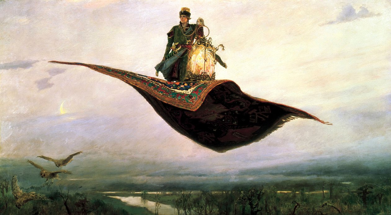 Auf einem fliegenden Teppich reiten, 1880 von Viktor Mikhaylovich Vasnetsov