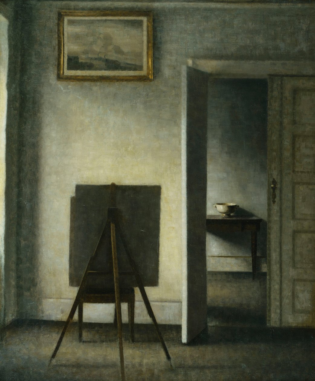 Ein Interieur mit der Staffelei des Künstlers von Vilhelm Hammershoi