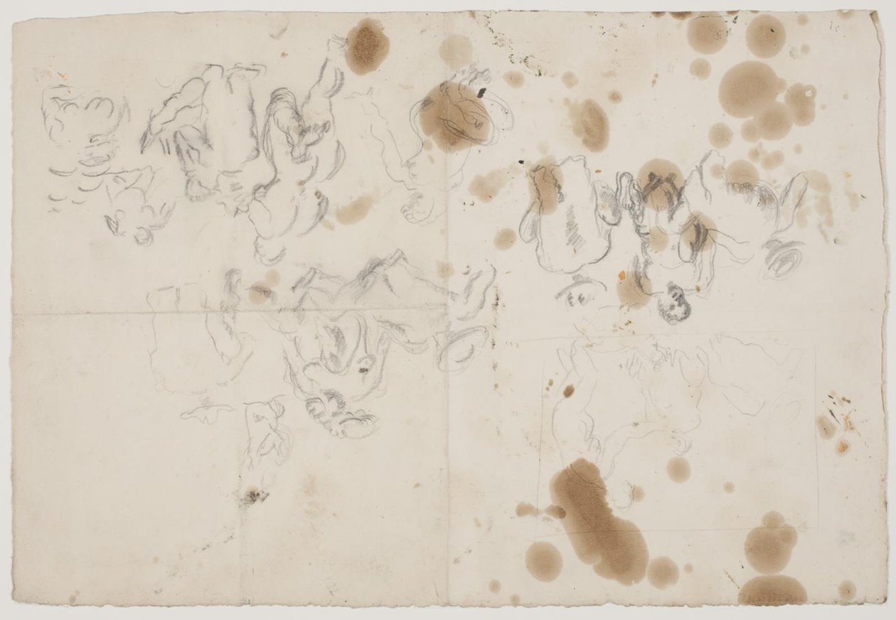 Blatt mit verschiedenen Kompositionen und Figurenstudien von Vilhelm Lundstrøm