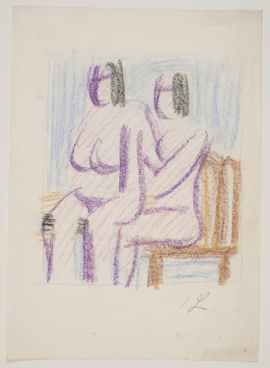 Kompositionsstudie mit zwei sitzenden, nackten Frauen von Vilhelm Lundstrøm