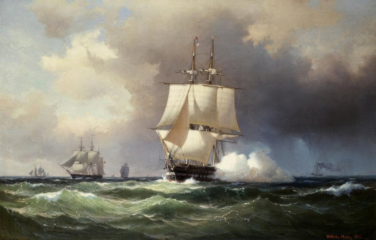 Rahsegler auf hoher See von Vilhelm Melbye