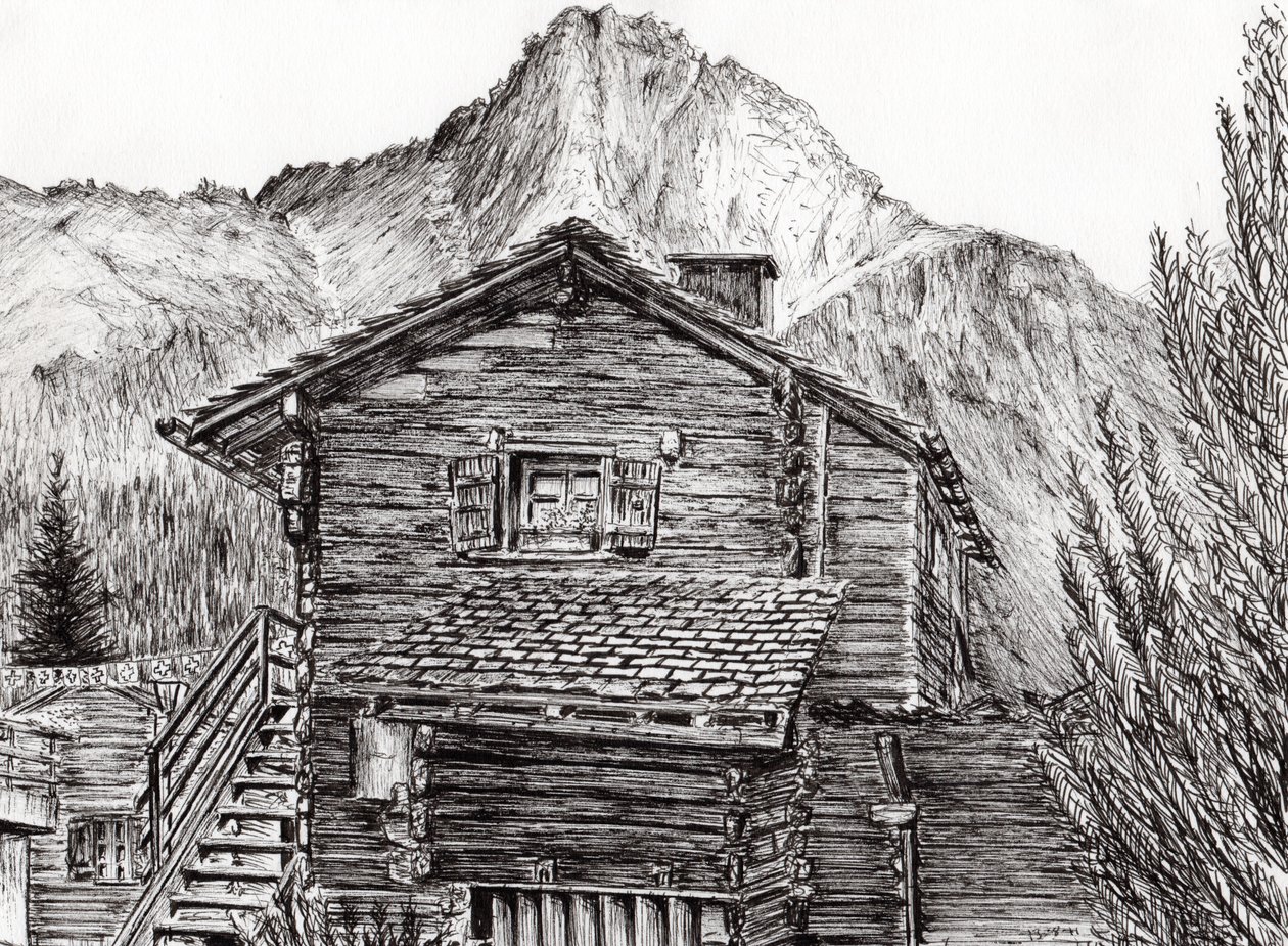 Blick vom B&B Zinal, Schweiz, 2011 von Vincent Alexander Booth