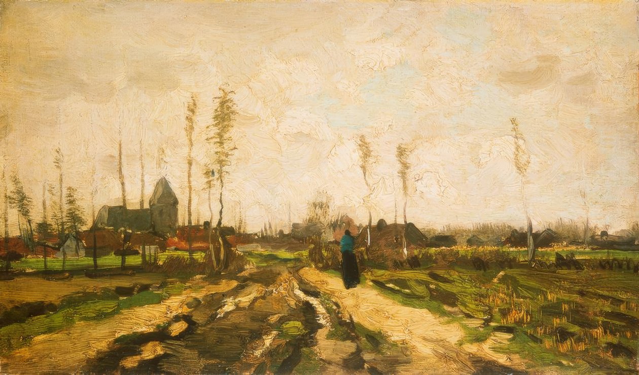 Landschaft mit Kirche und Häusern von Vincent van Gogh