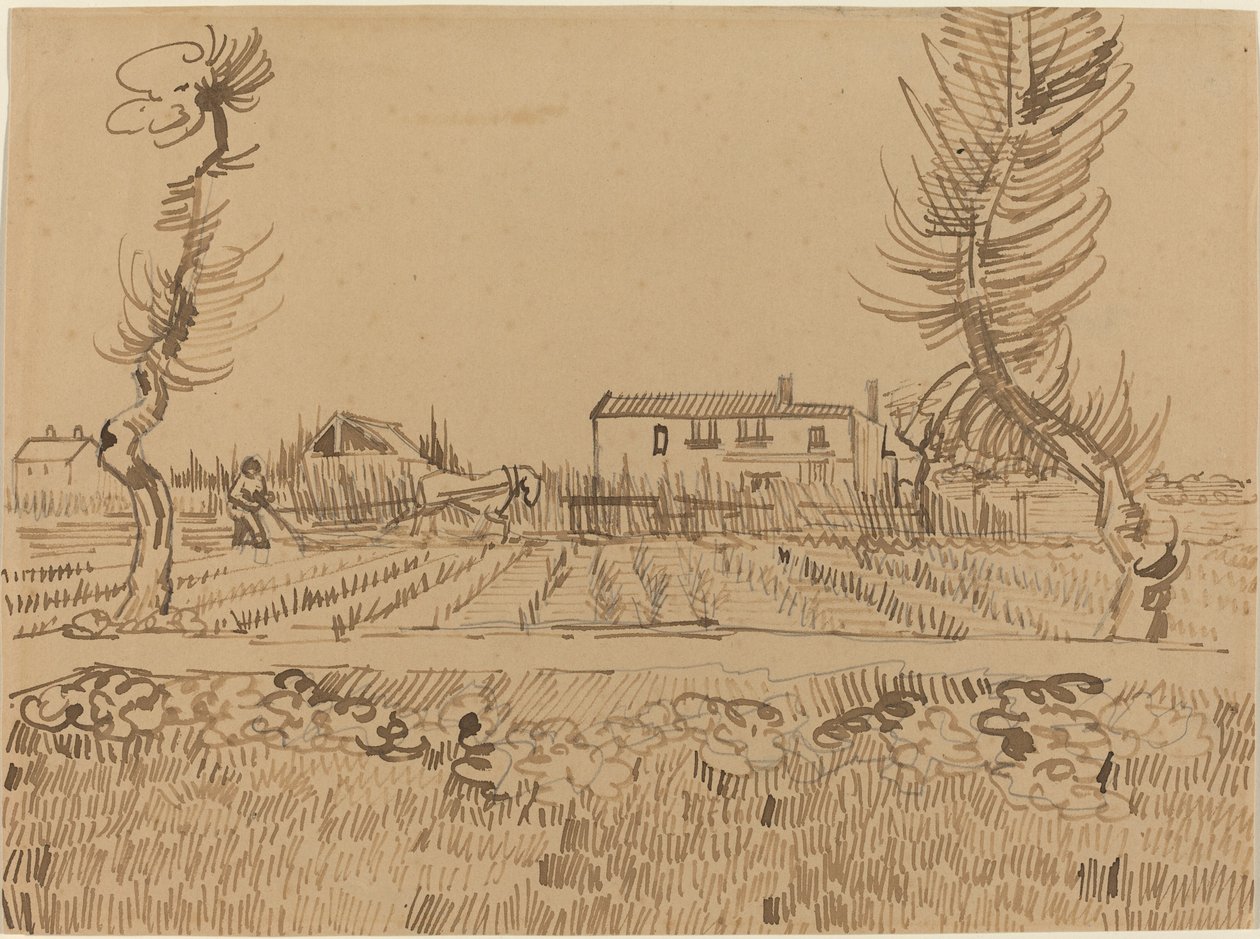 Pflüger auf den Feldern bei Arles von Vincent van Gogh