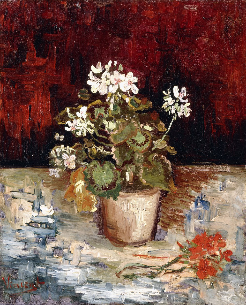 Stillleben mit Geranientopf, 1886 von Vincent van Gogh