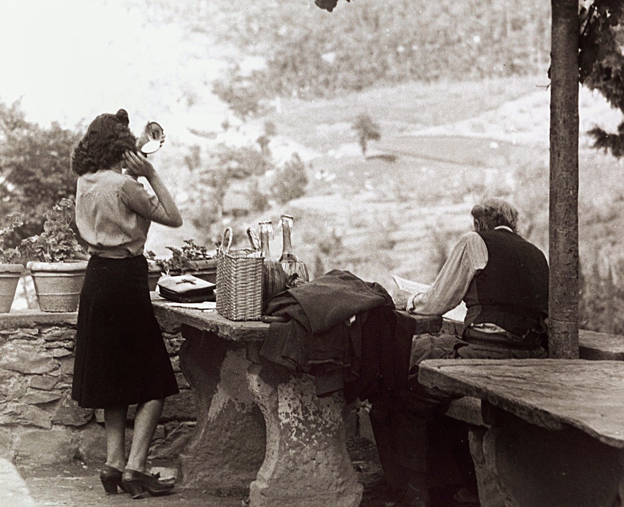 Menschen bei einem Picknick, ca. 1955-60 von Vincenzo Balocchi
