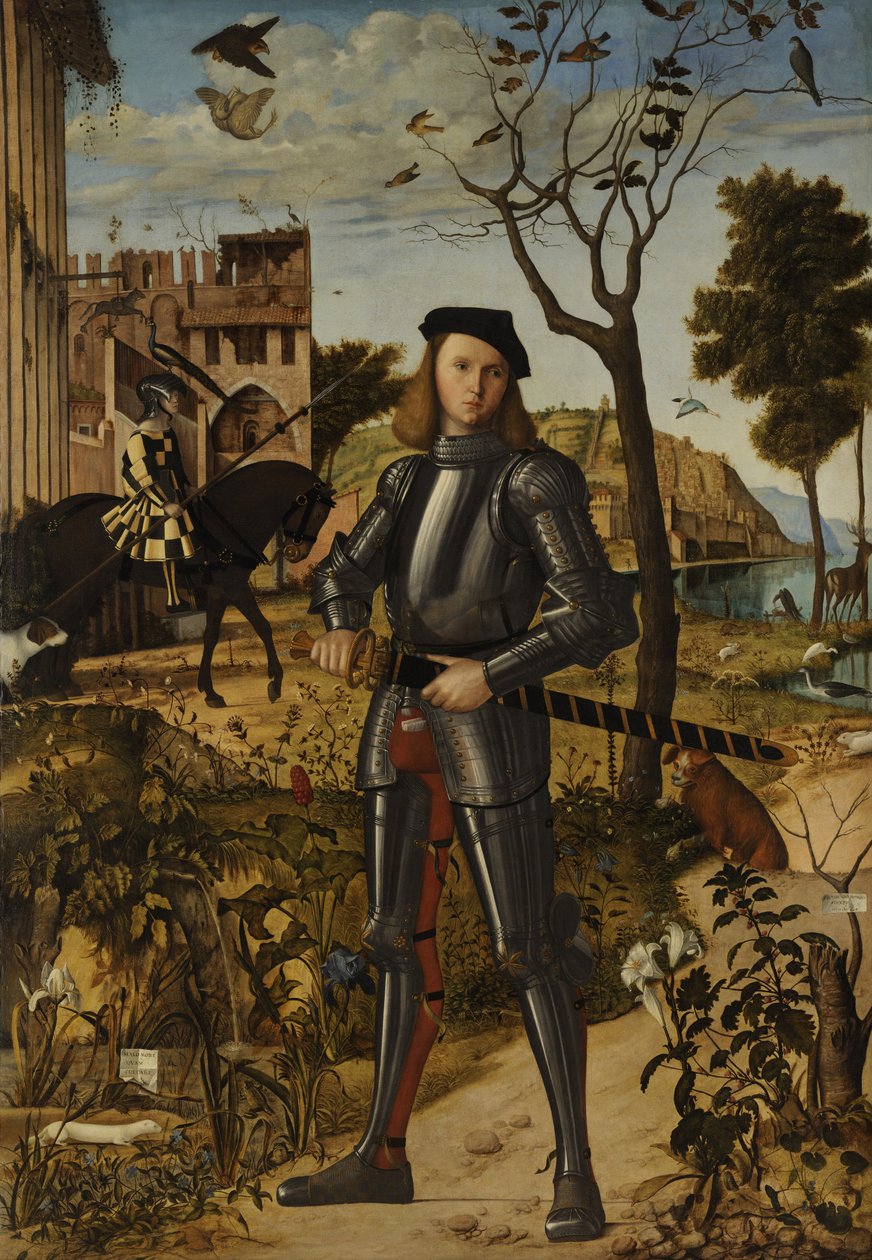 Junger Ritter in einer Landschaft von Vittore Carpaccio