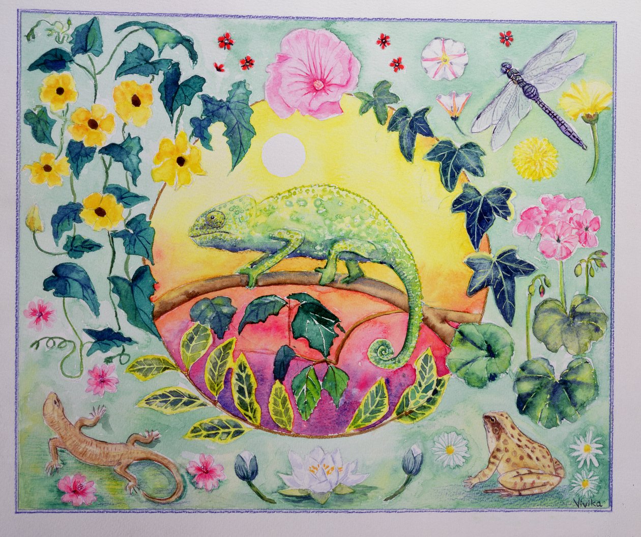 Chamäleon (Juni aus einem Kalender) von Vivika Alexander
