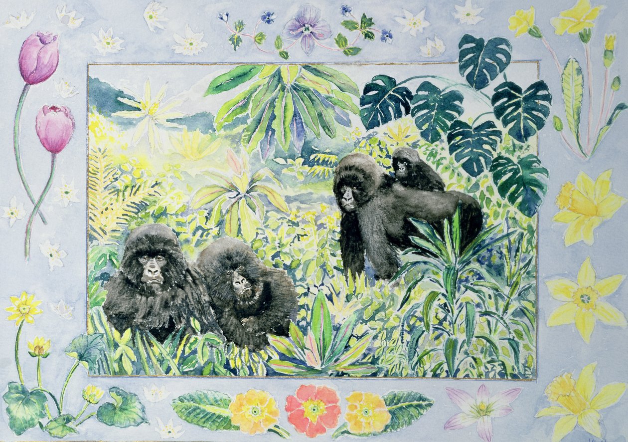 Berggorillas (März aus einem Kalender) von Vivika Alexander