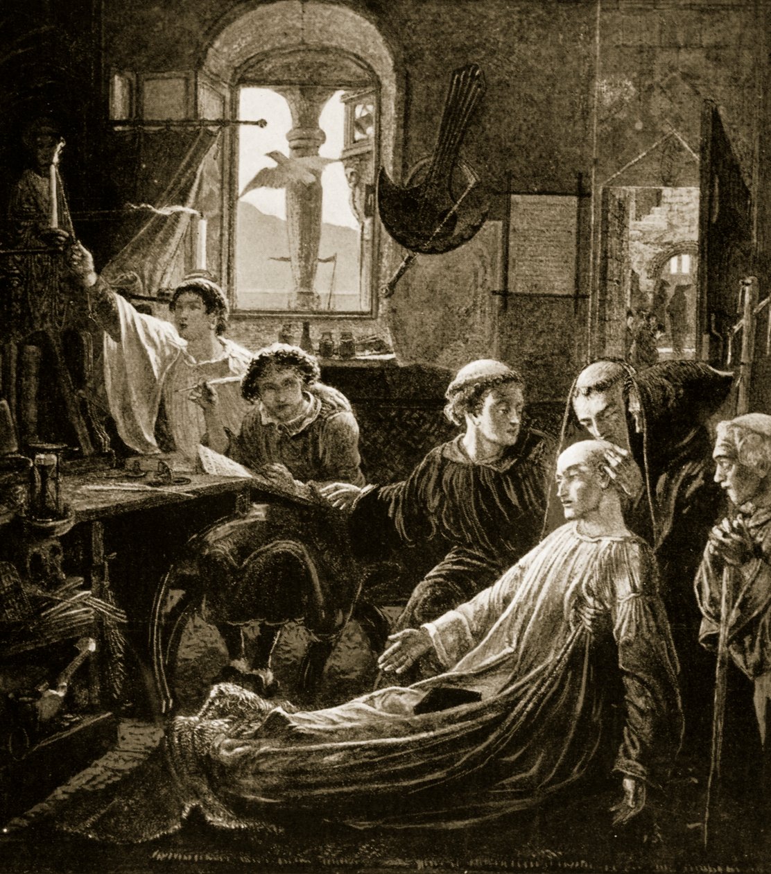 Der Tod des ehrwürdigen Beda, 735 von W. Bell Scott