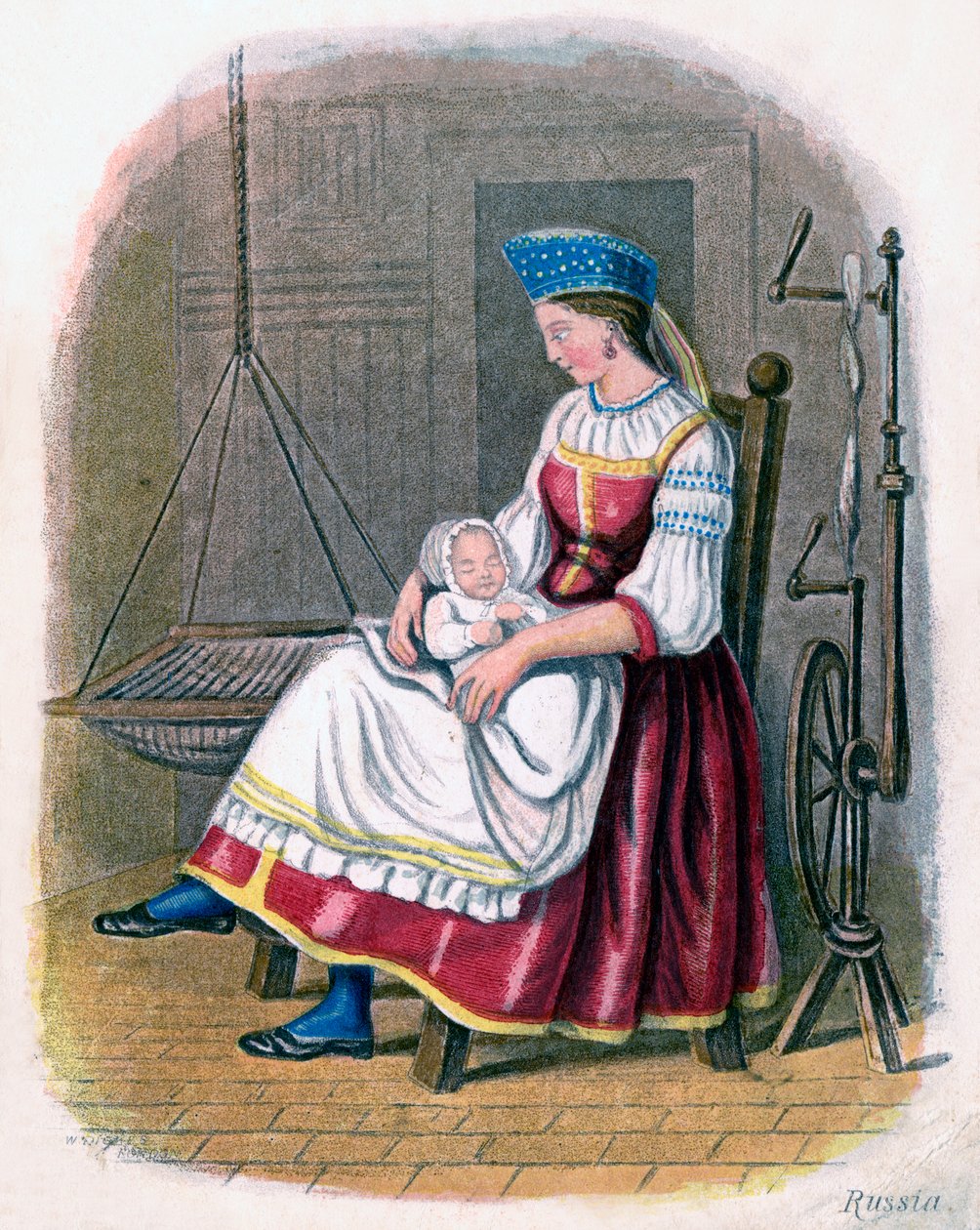 Russische Frau mit Baby, 1809 von W. Dickes