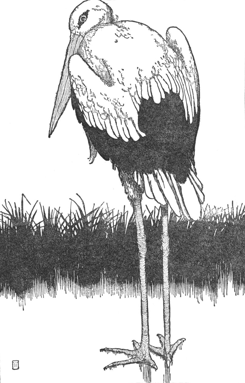 Vater-Storch, ca. 1930 von William Heath Robinson