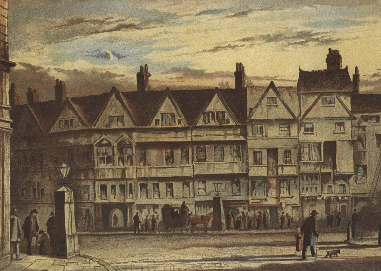 Alte Häuser, Holborn Bars (Chromolitho) von Waldo Sargeant