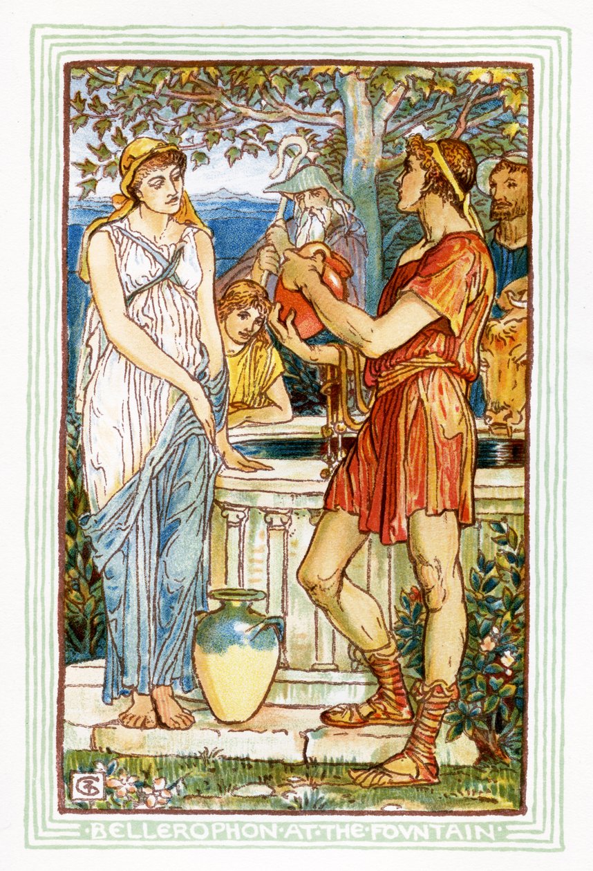 Bellerophon an der Quelle von Walter Crane